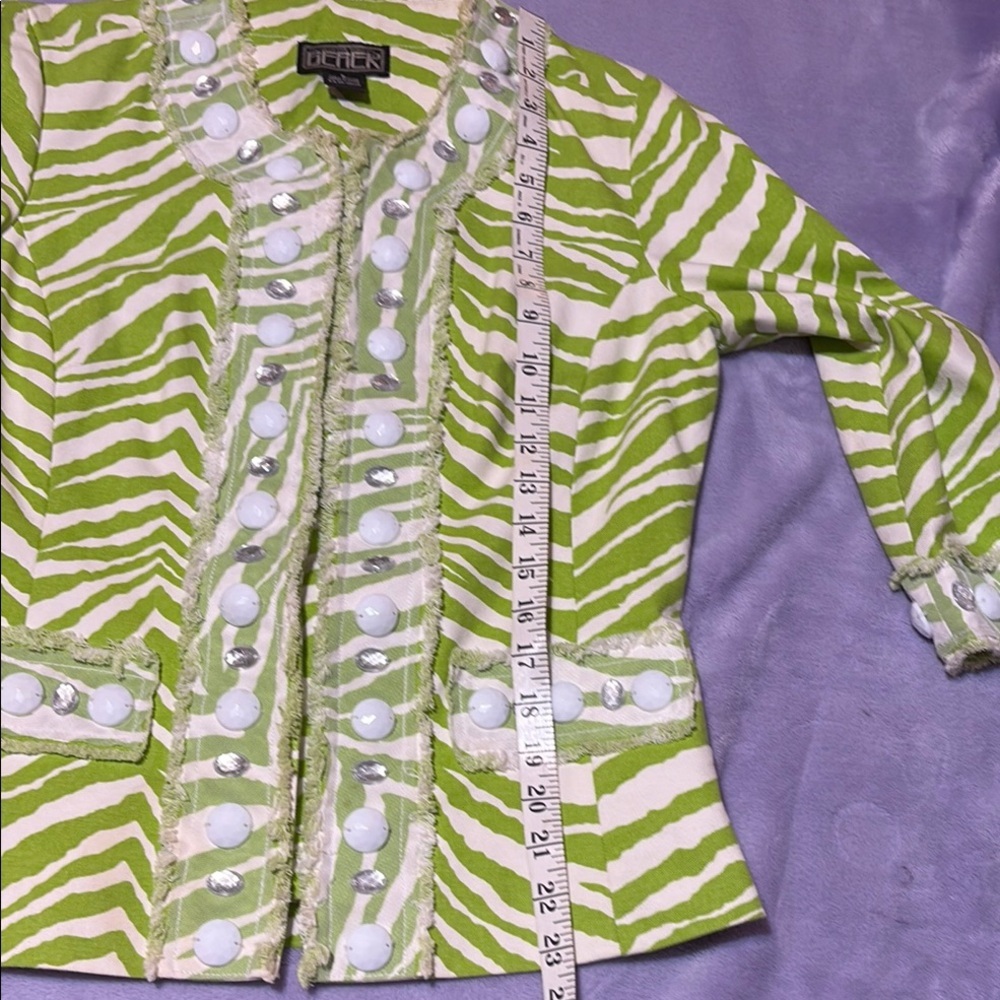 Berek S Green Zebra Jacket Rhinestone - Picture 7 of 10